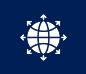 Global connectivity icon with arrows